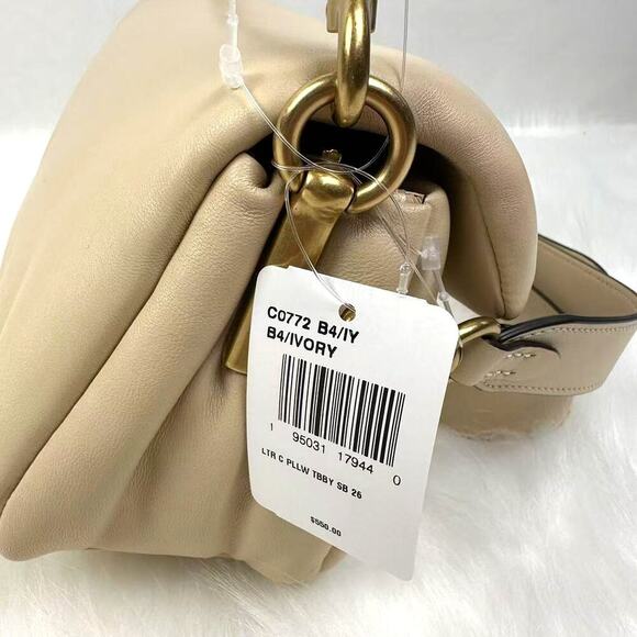 Coach Pillow Tabby Shoulder Bag 26 Crossbody Leather In Gold Ivory NWT C0772 - Picture 11 of 11